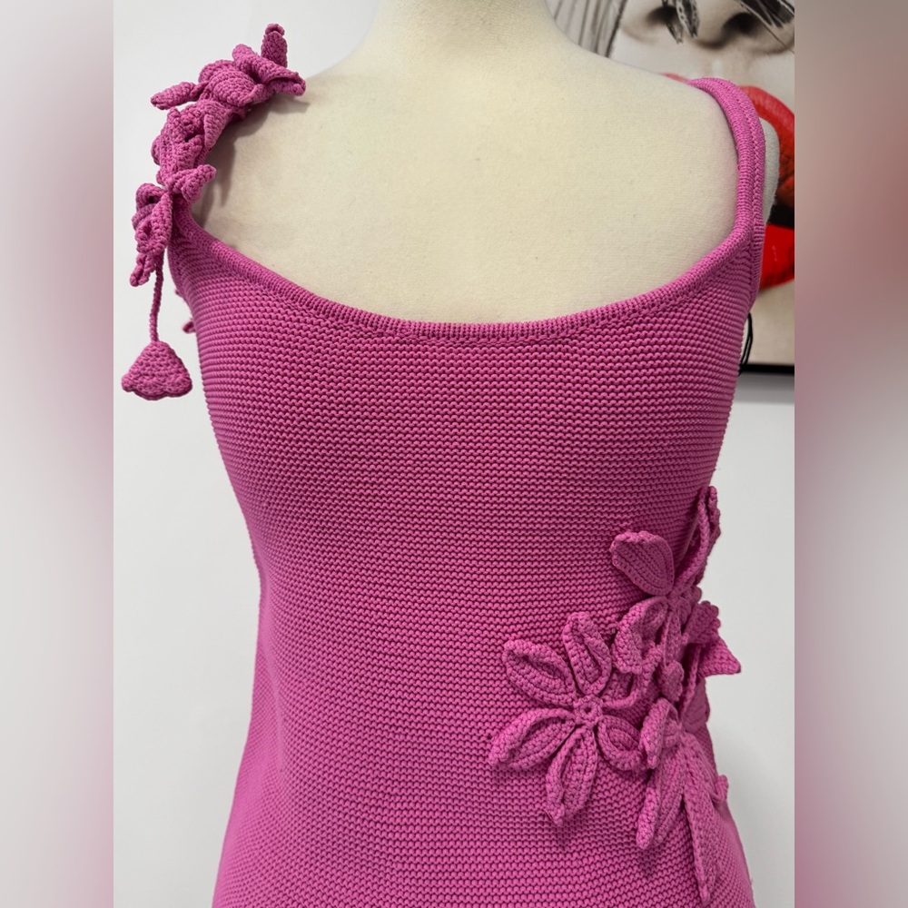 AMUR Allegra Floral Appliqué Knit Midi Dress - Picture 9 of 16